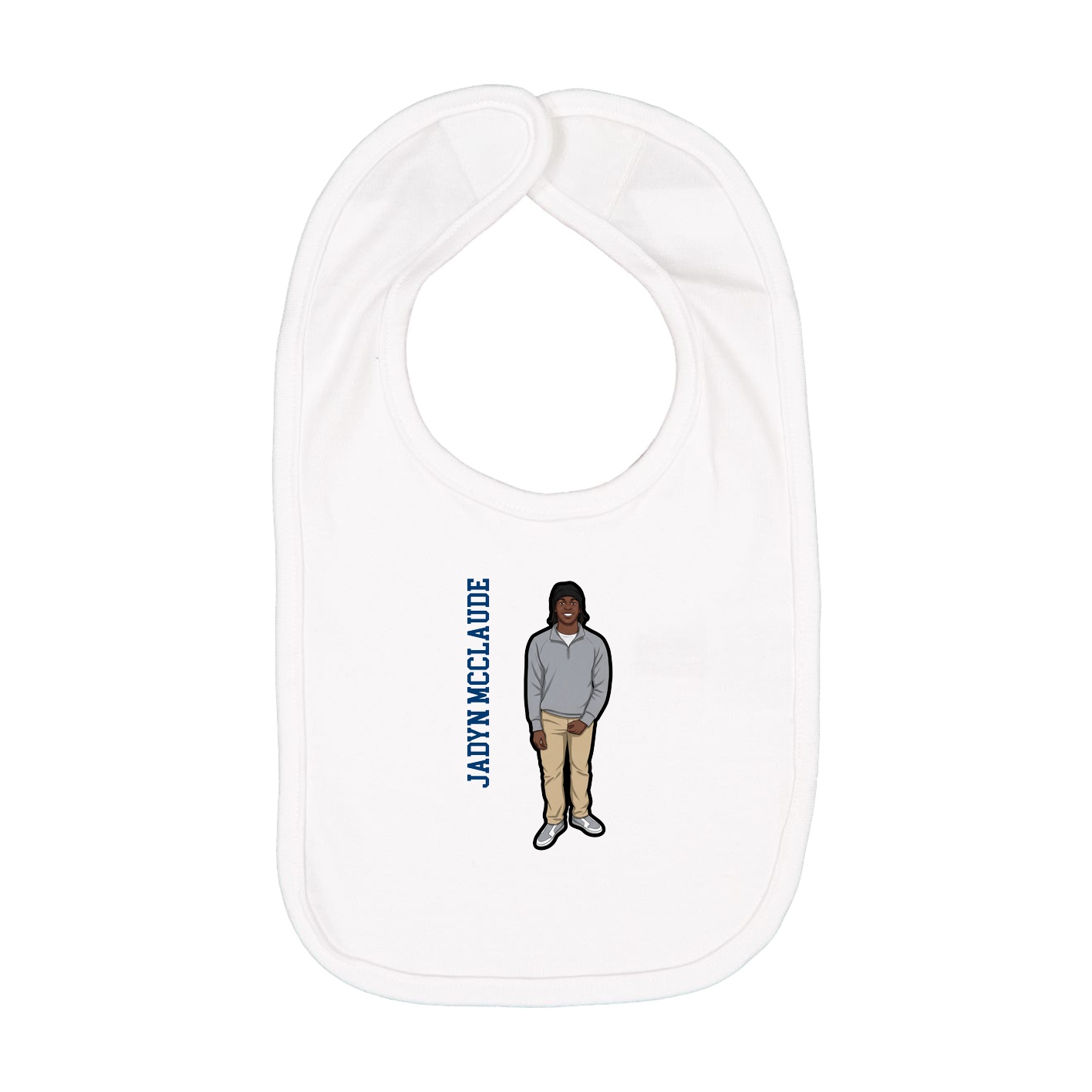 Infant Bib — Name Vertical in White