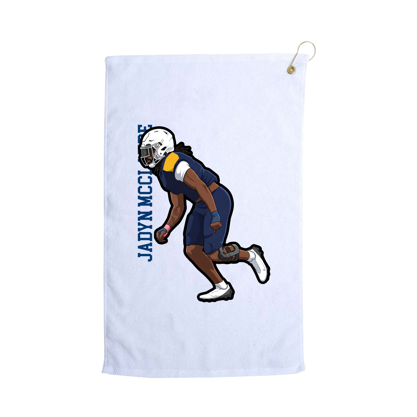Golf Towel — Name Vertical in White