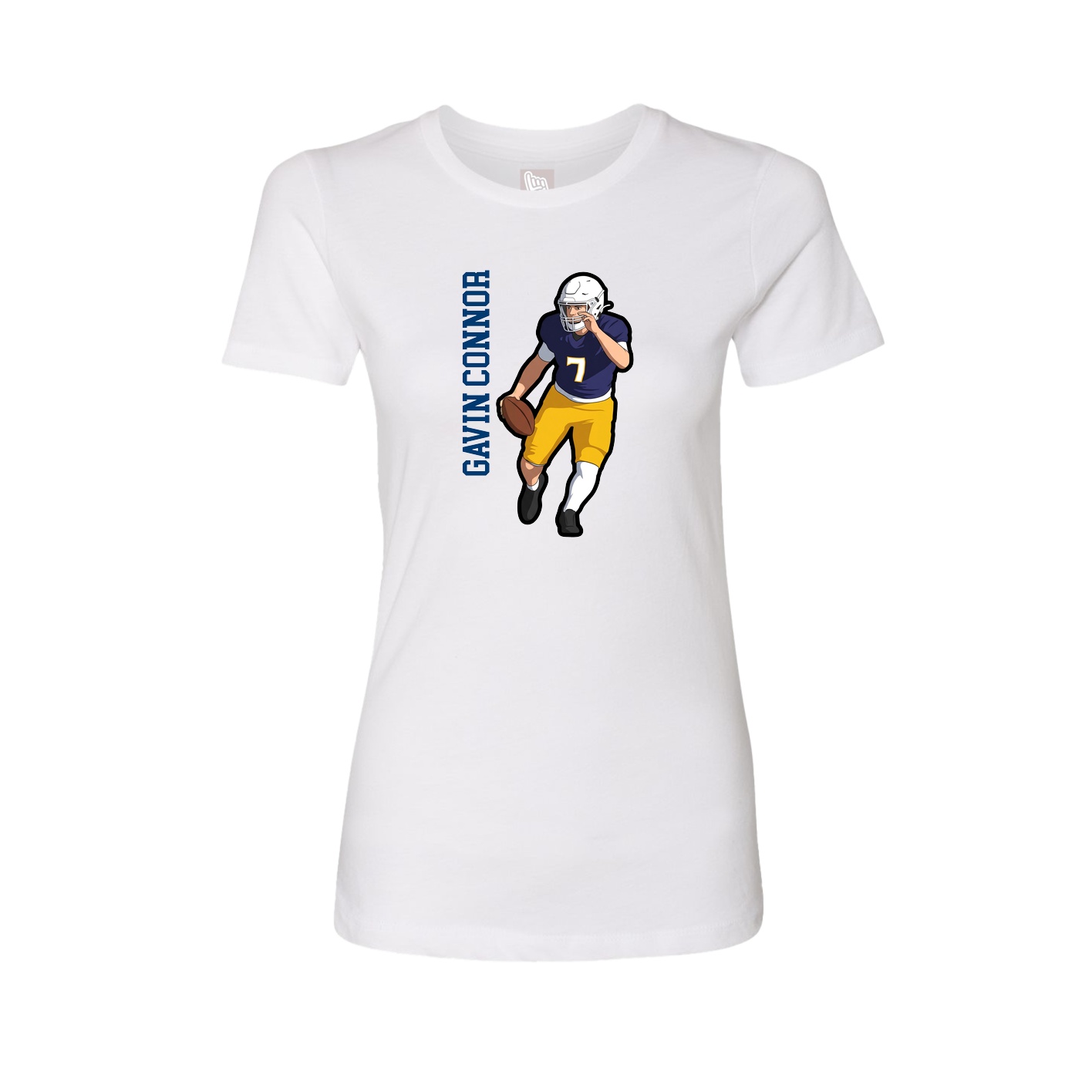 Fitted Women's Tee — Name Vertical in White