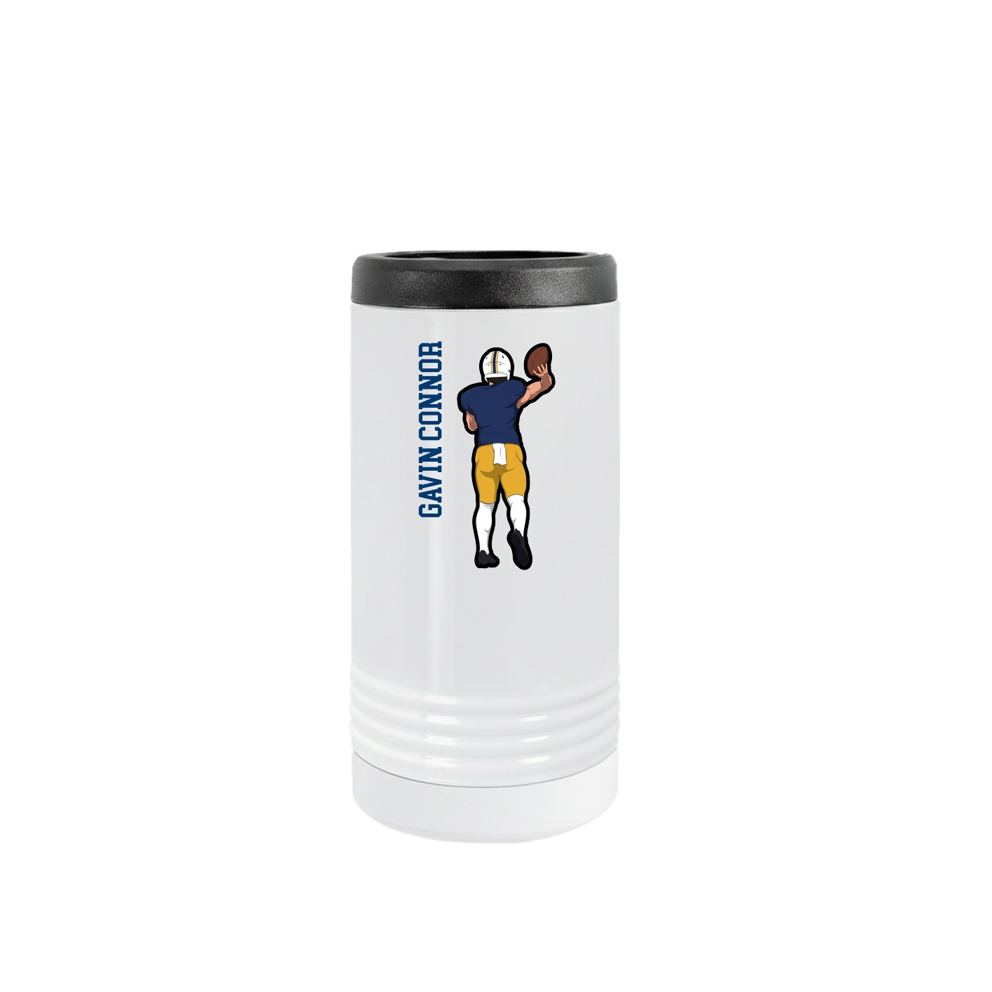 Slim Beverage Holder — Name Vertical in White