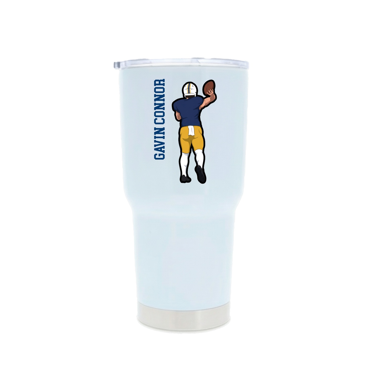 30oz Stainless Steel Tumbler — Name Vertical in White