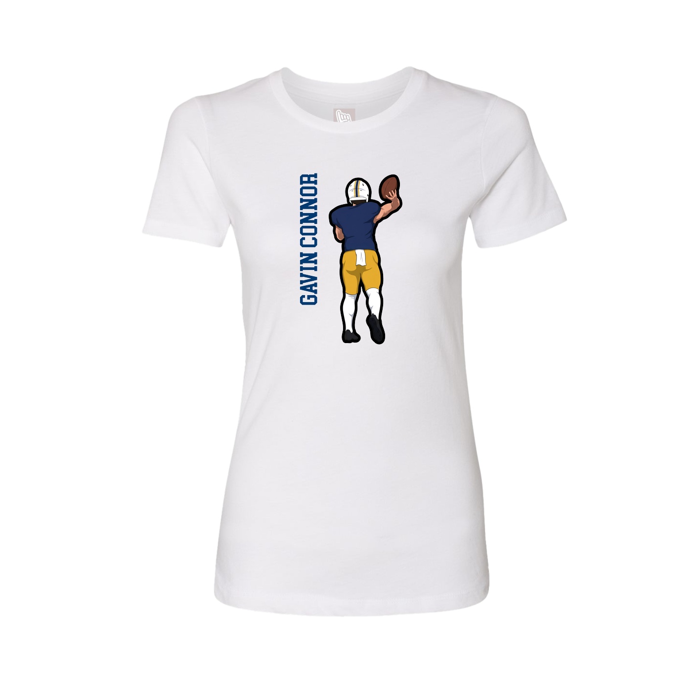 Fitted Women's Tee — Name Vertical in White