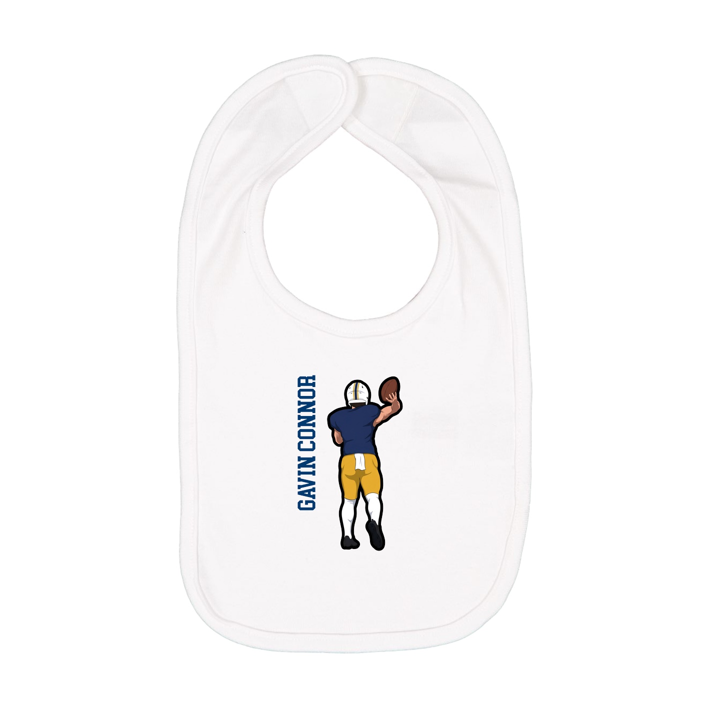 Infant Bib — Name Vertical in White