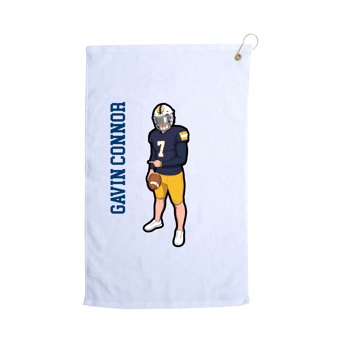 Golf Towel — Name Vertical in White