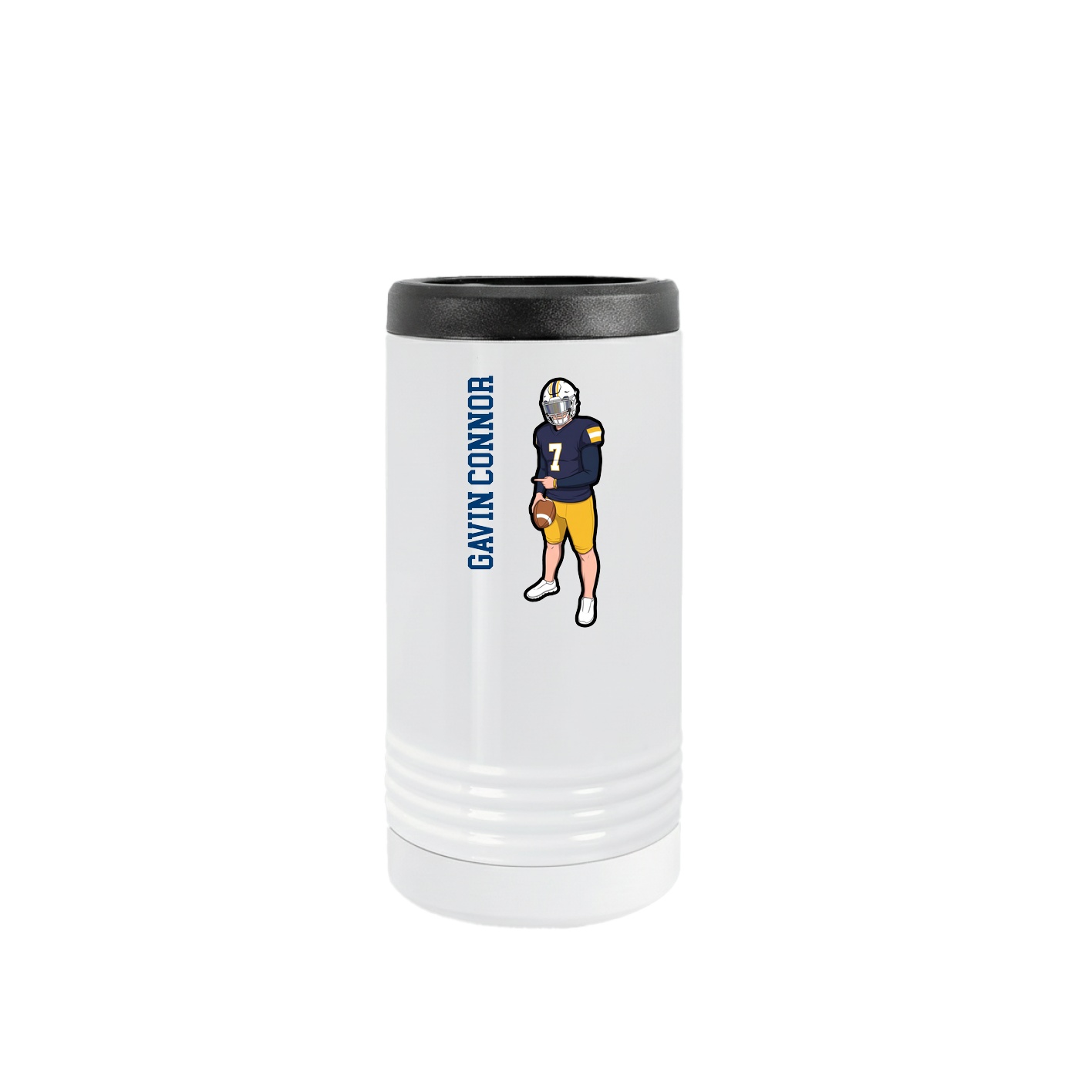 Slim Beverage Holder — Name Vertical in White