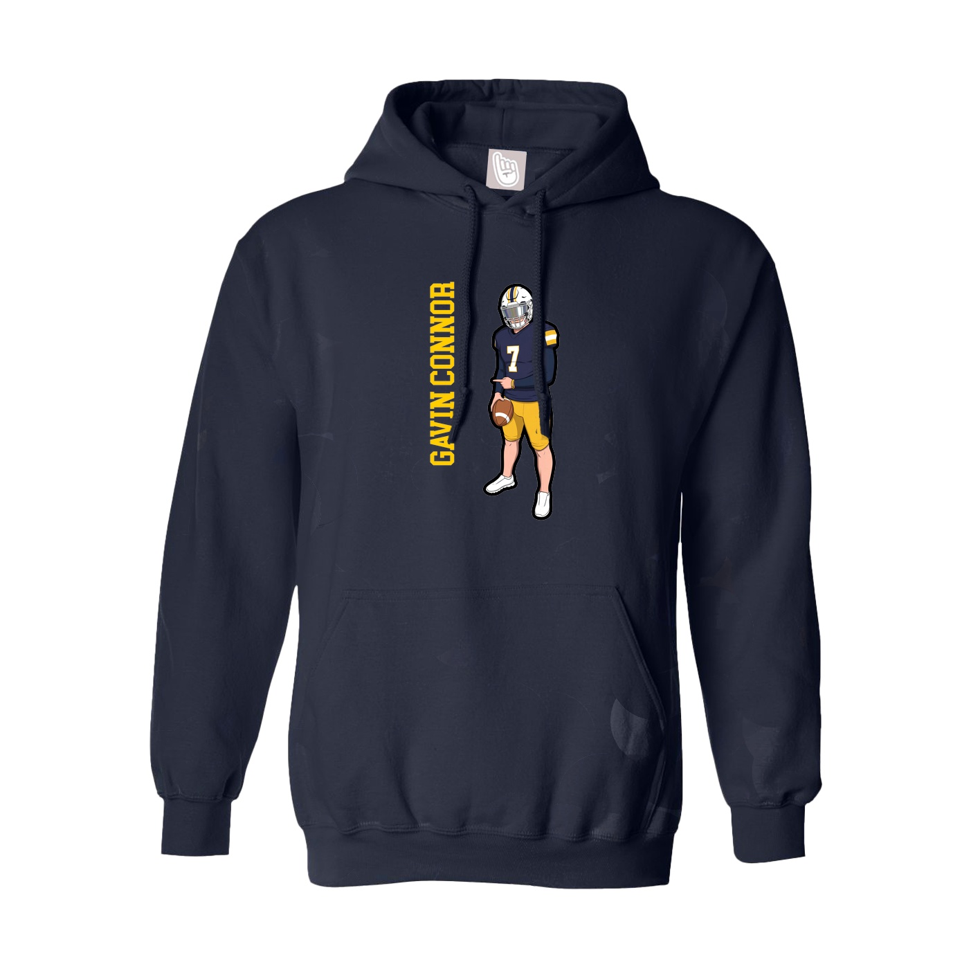 Hoodie — Name Vertical in Navy