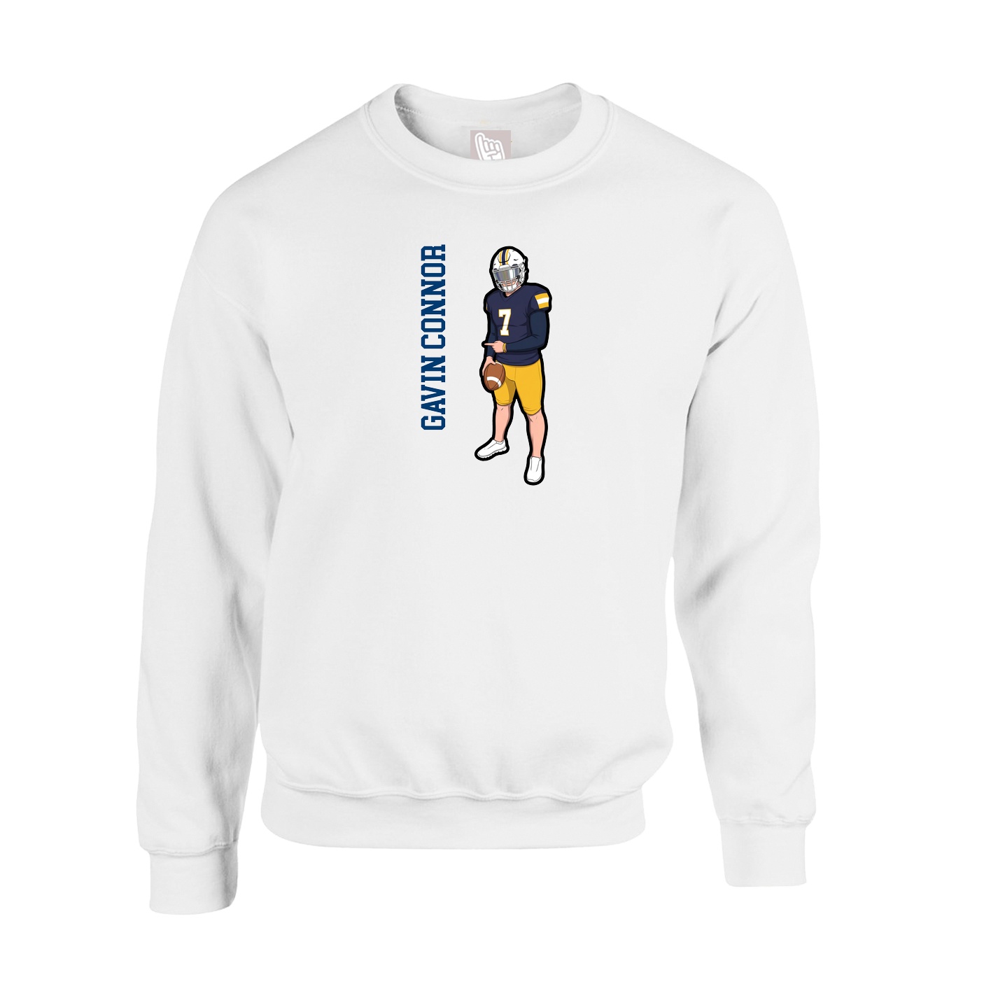 Fleece Crew — Name Vertical in White