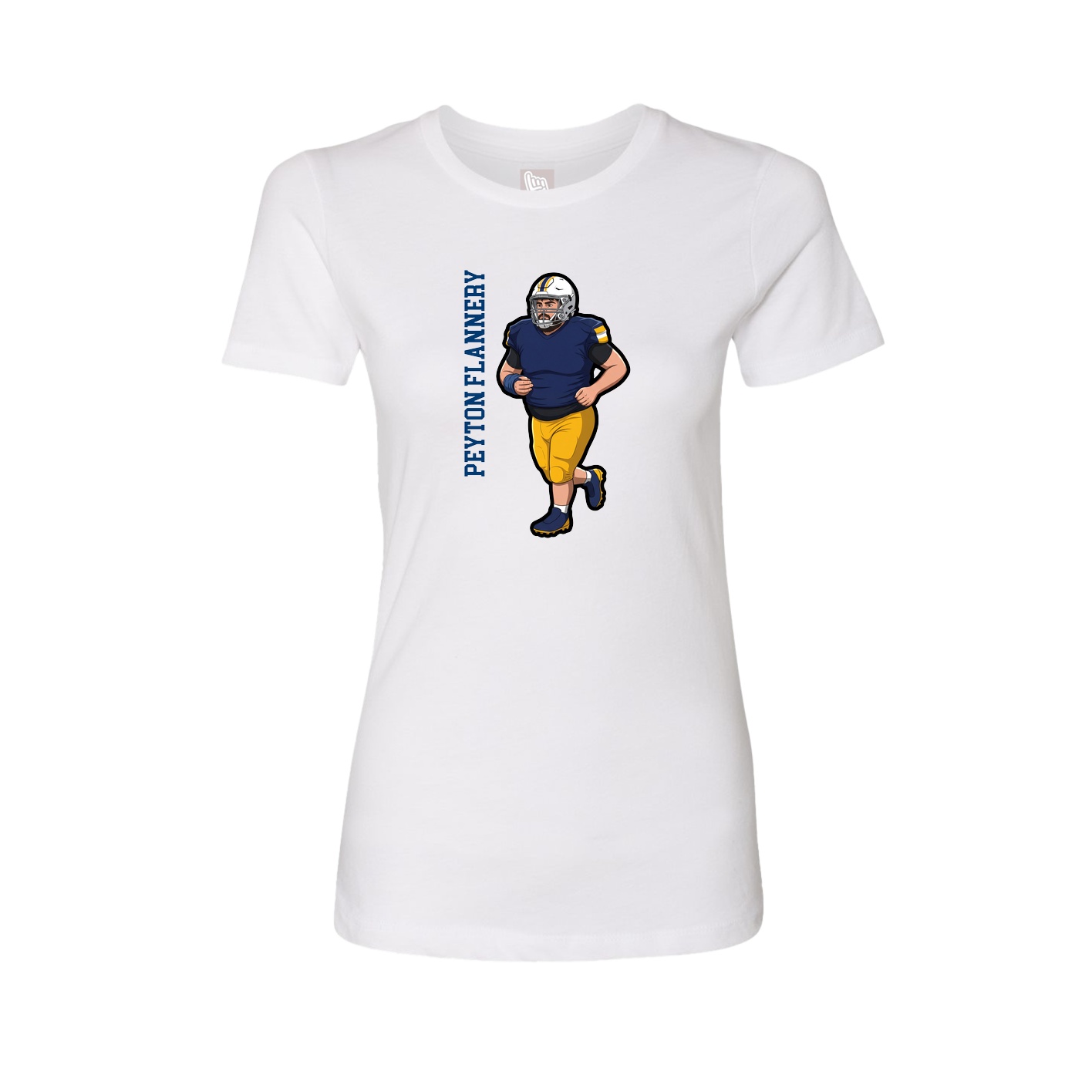 Fitted Women's Tee — Name Vertical in White