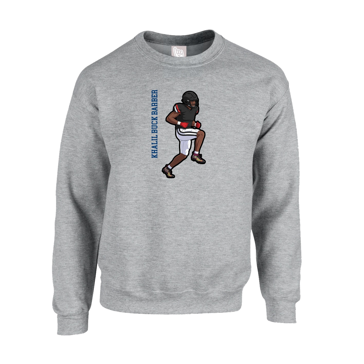 Fleece Crew — Name Vertical in Grey