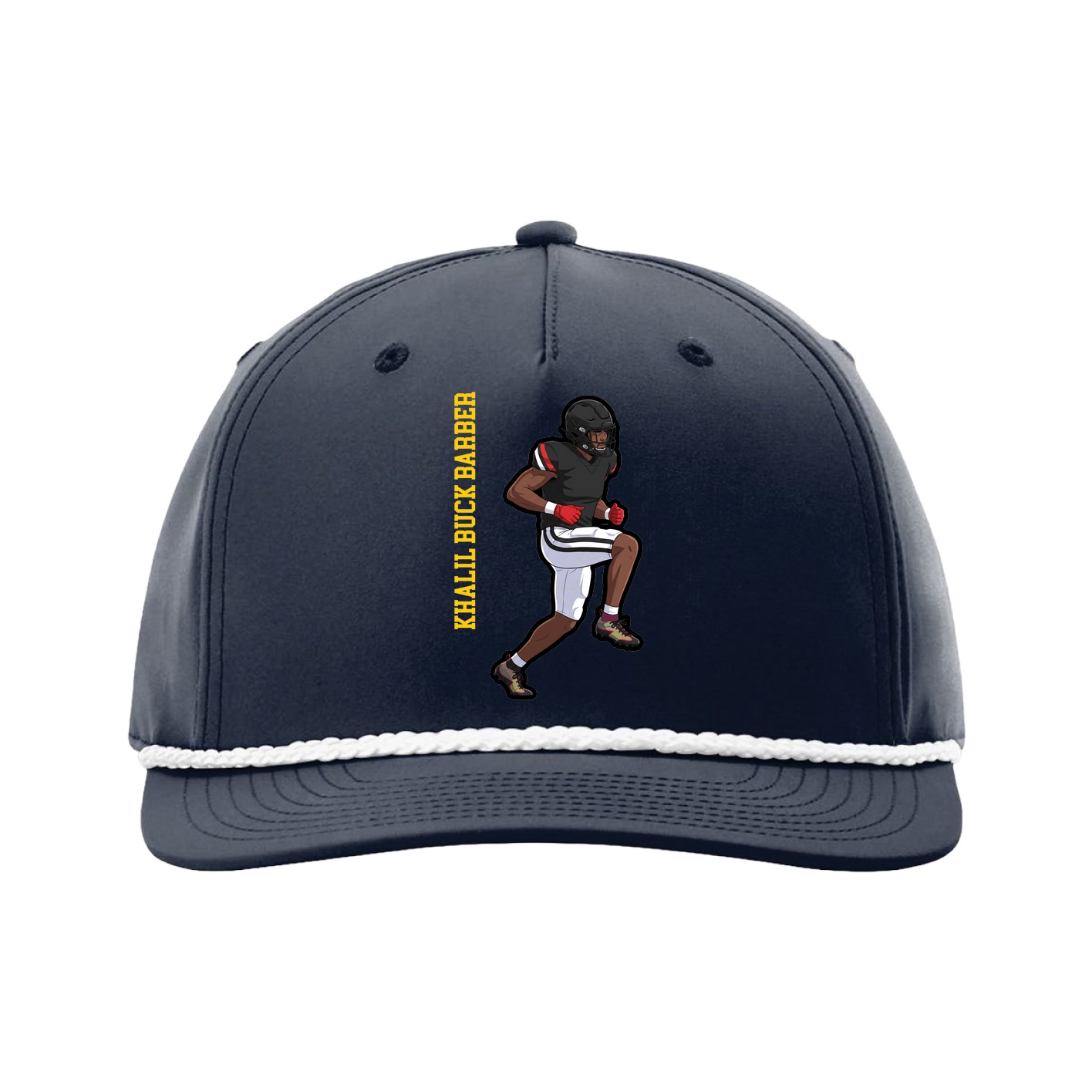 Five-Panel Classic Rope Cap — Name Vertical in Navy