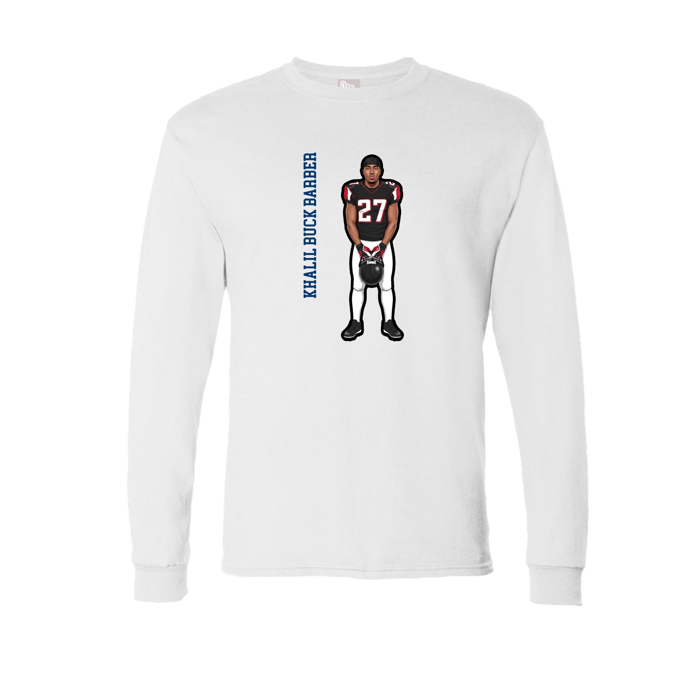 Long Sleeve Tee — Name Vertical in White