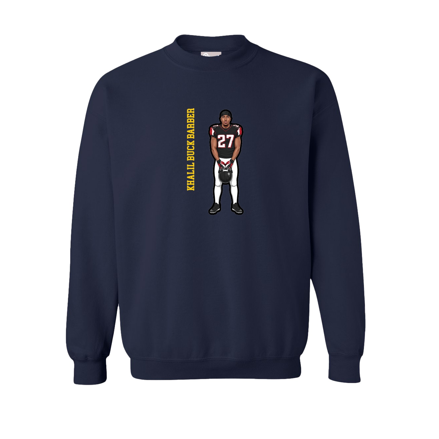 Fleece Crew — Name Vertical in Navy