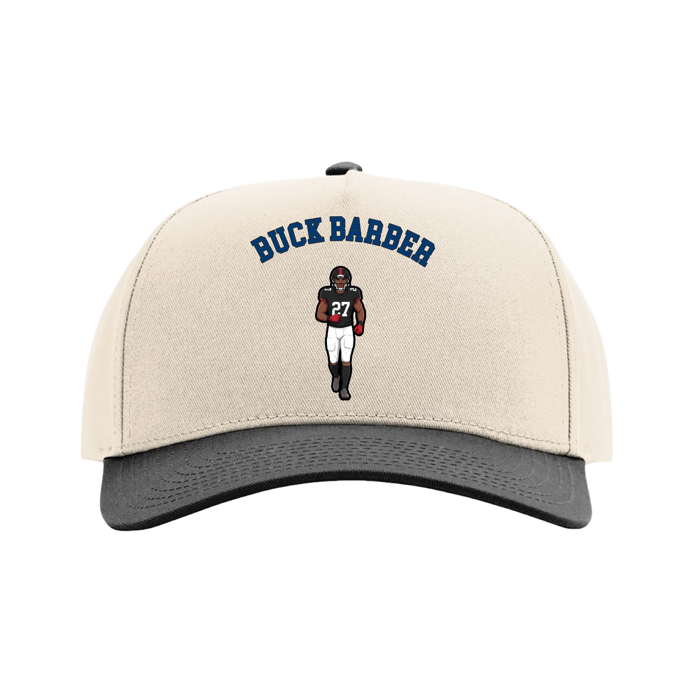 Full Fabric Five-Panel Champ Cap — Shirsey Arch in Cream/Black
