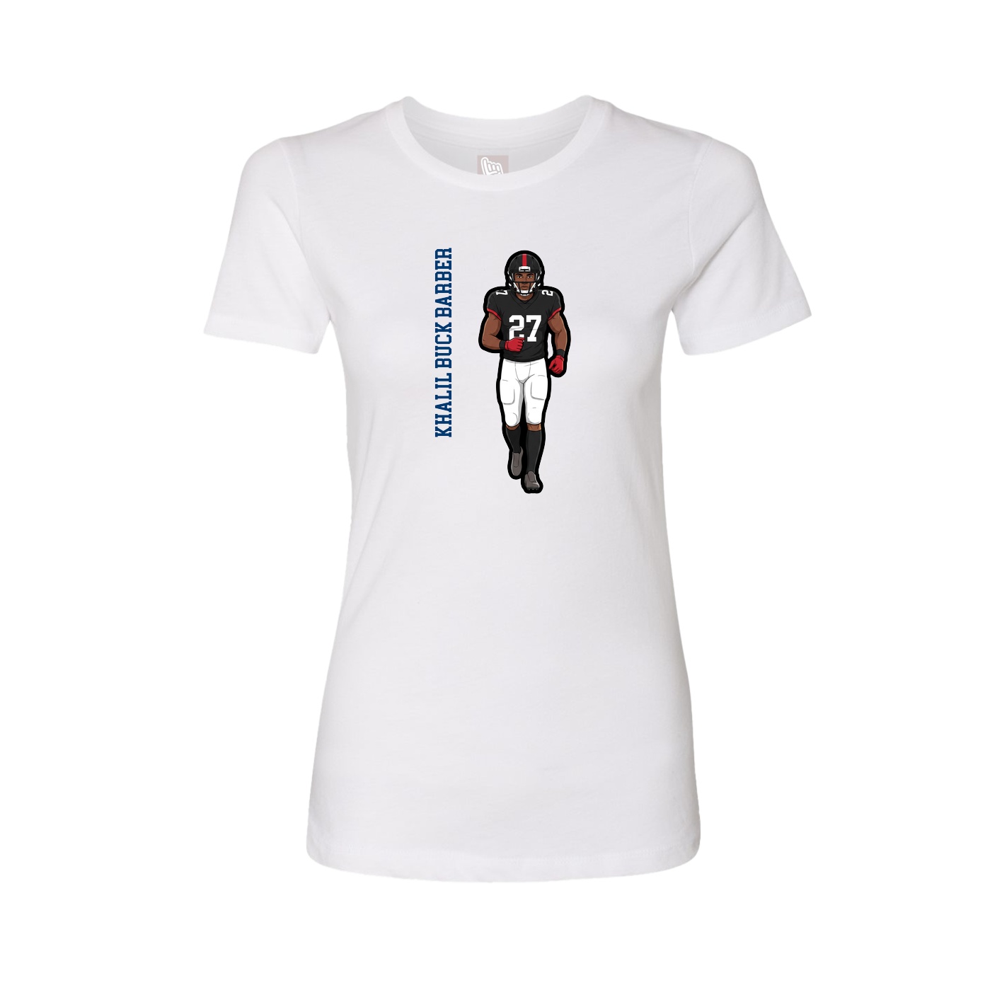 Womens Tee — Name Vertical in White