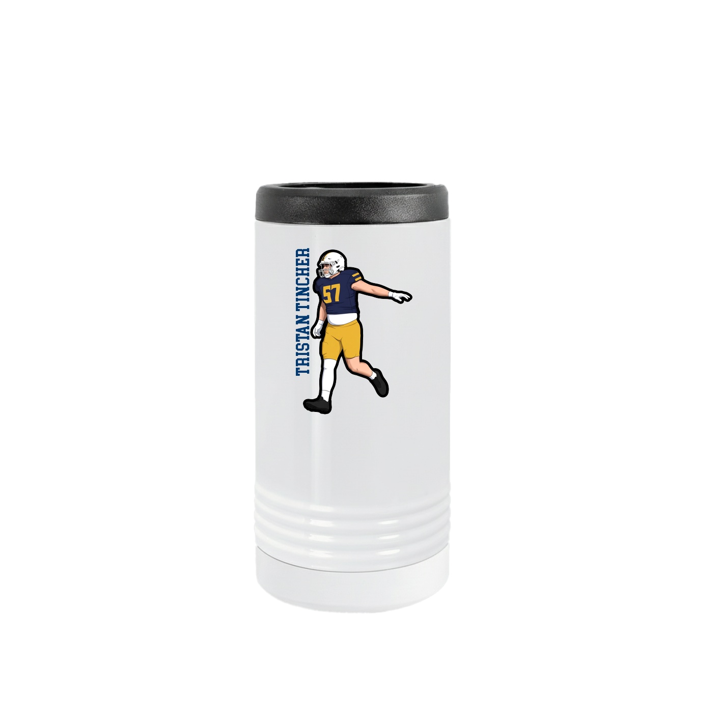 Slim Beverage Holder — Name Vertical in White