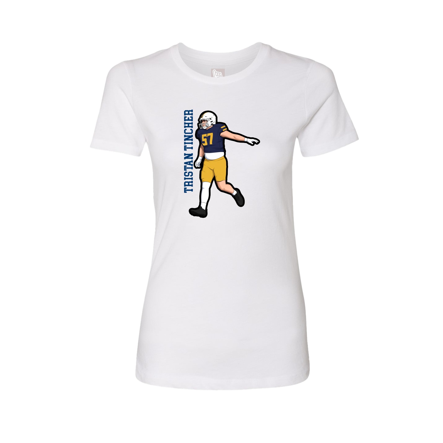 Womens Tee — Name Vertical in White