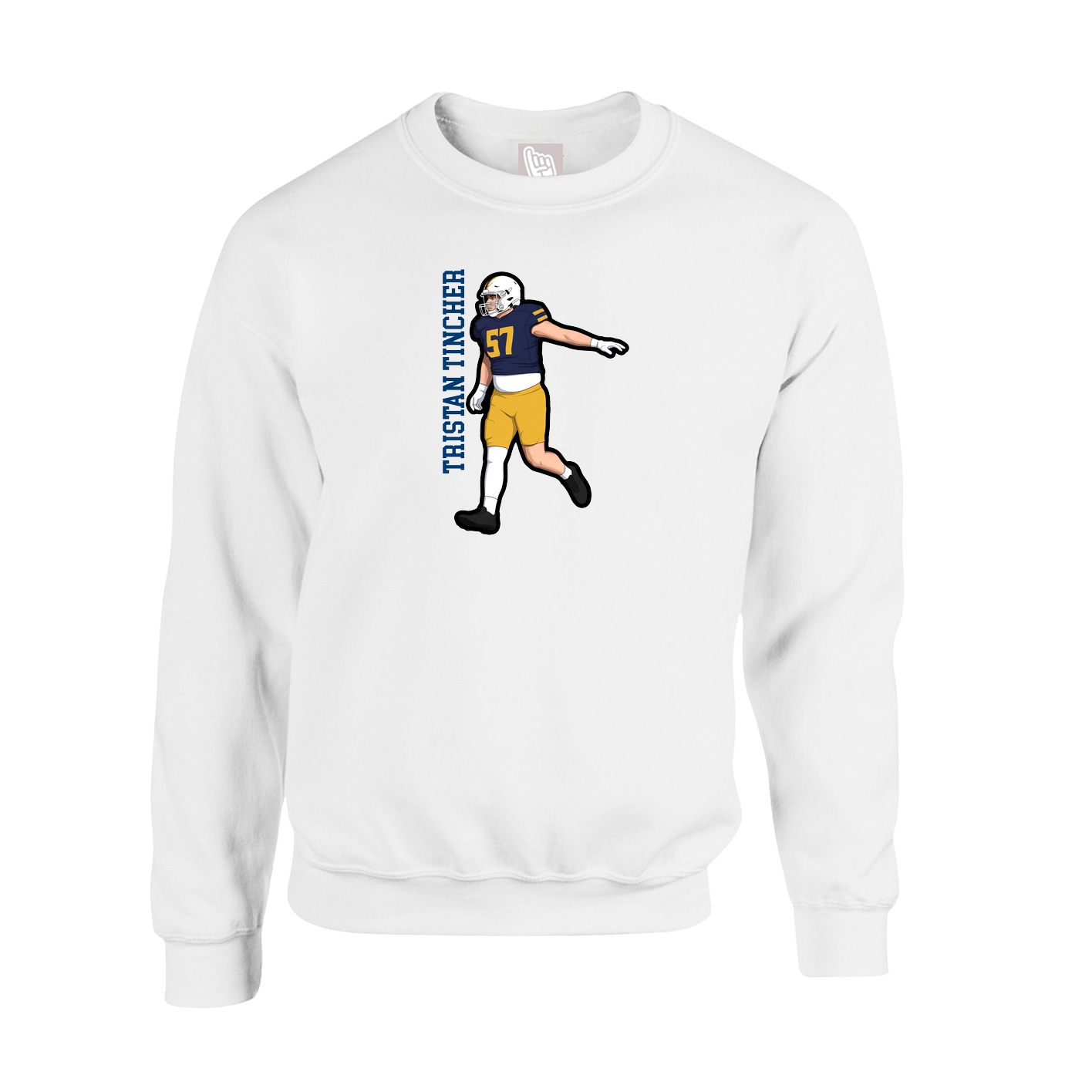 Fleece Crew — Name Vertical in White