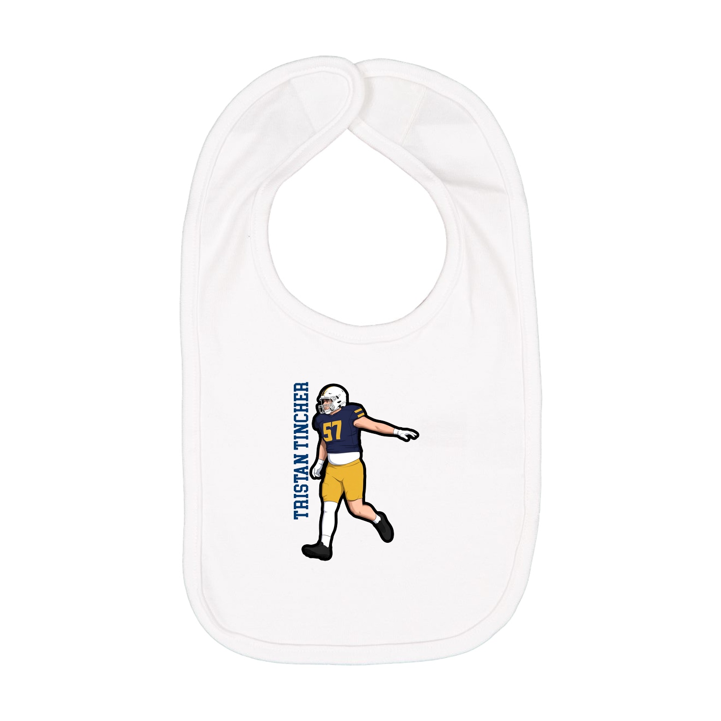 Infant Bib — Name Vertical in White