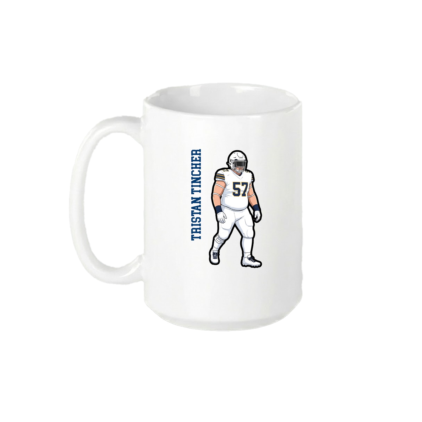 15oz Coffee Mug — Name Vertical in White