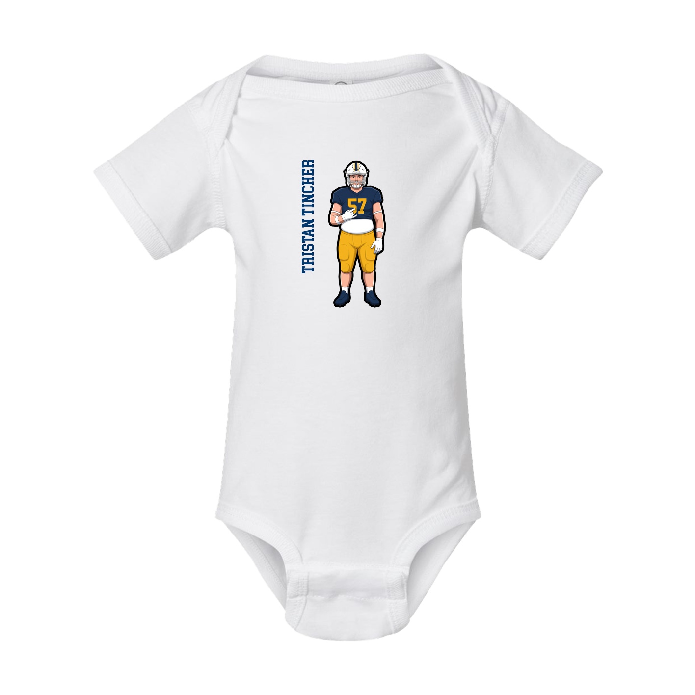 Baby Onesie — Name Vertical in White