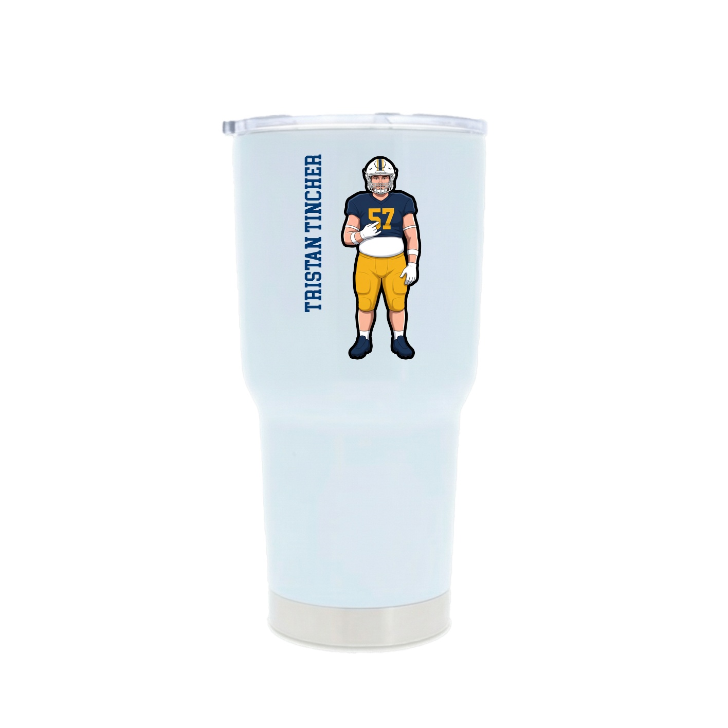 30oz Stainless Steel Tumbler — Name Vertical in White