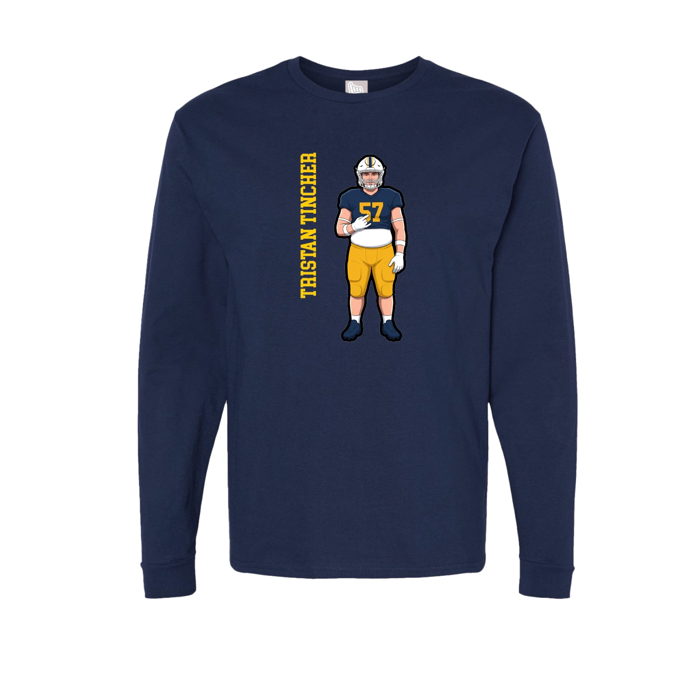 Long Sleeve Tee — Name Vertical in Navy
