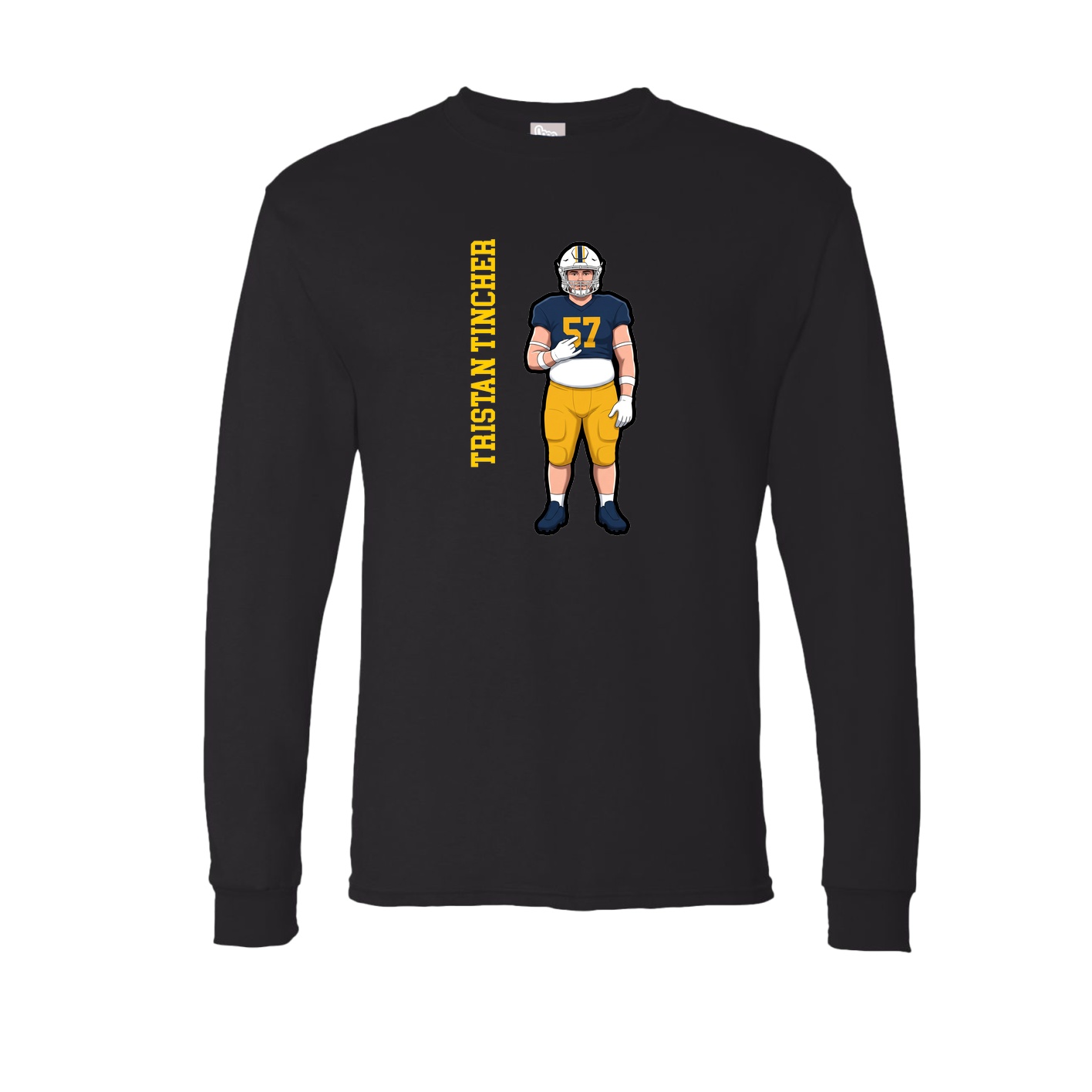 Long Sleeve Tee — Name Vertical in Black
