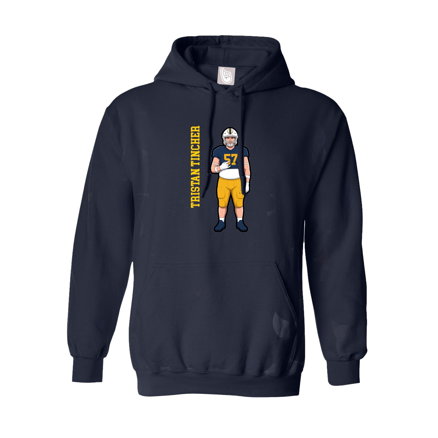 Hoodie — Name Vertical in Navy