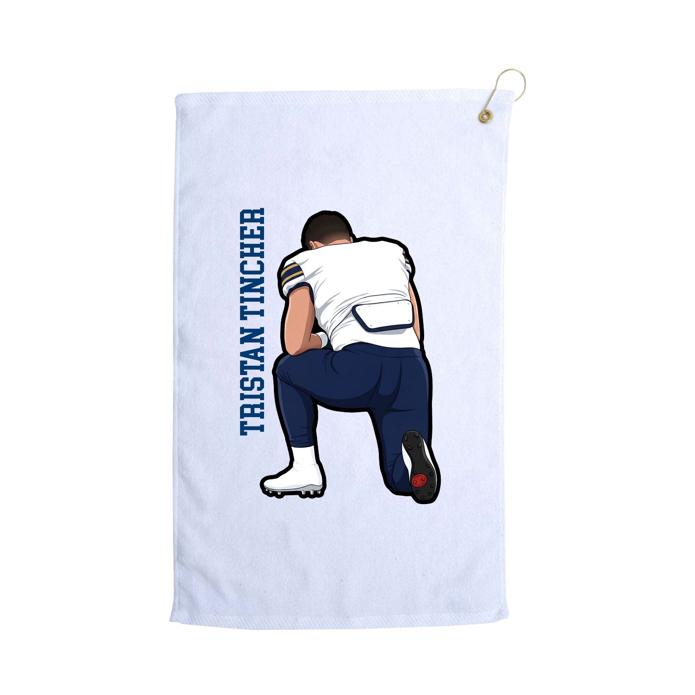 Golf Towel — Name Vertical in White