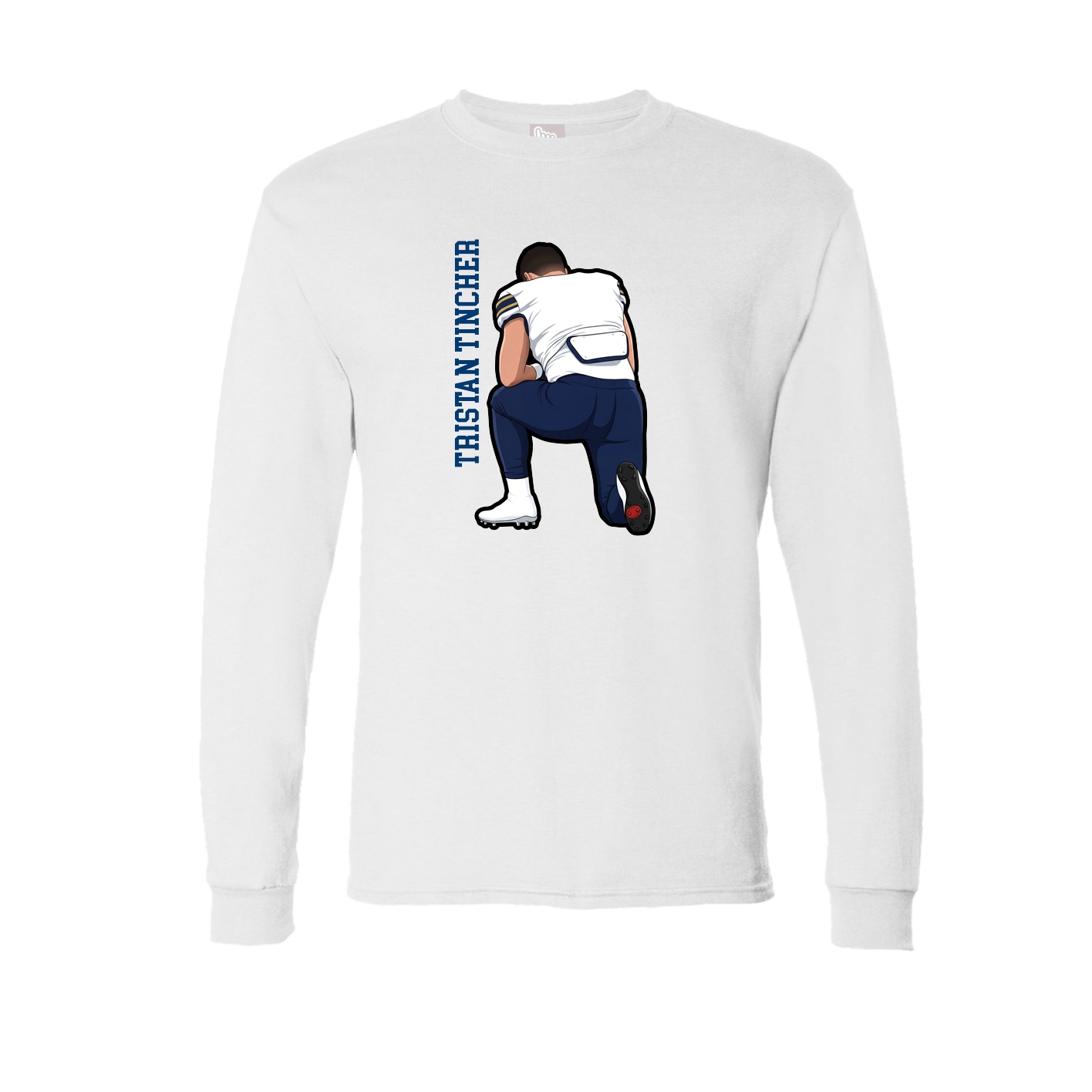 Long Sleeve Tee — Name Vertical in White