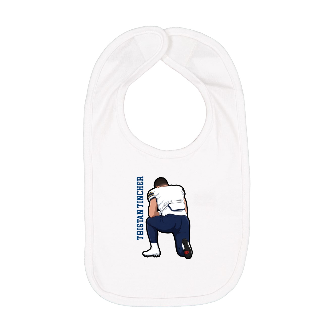 Infant Bib — Name Vertical in White