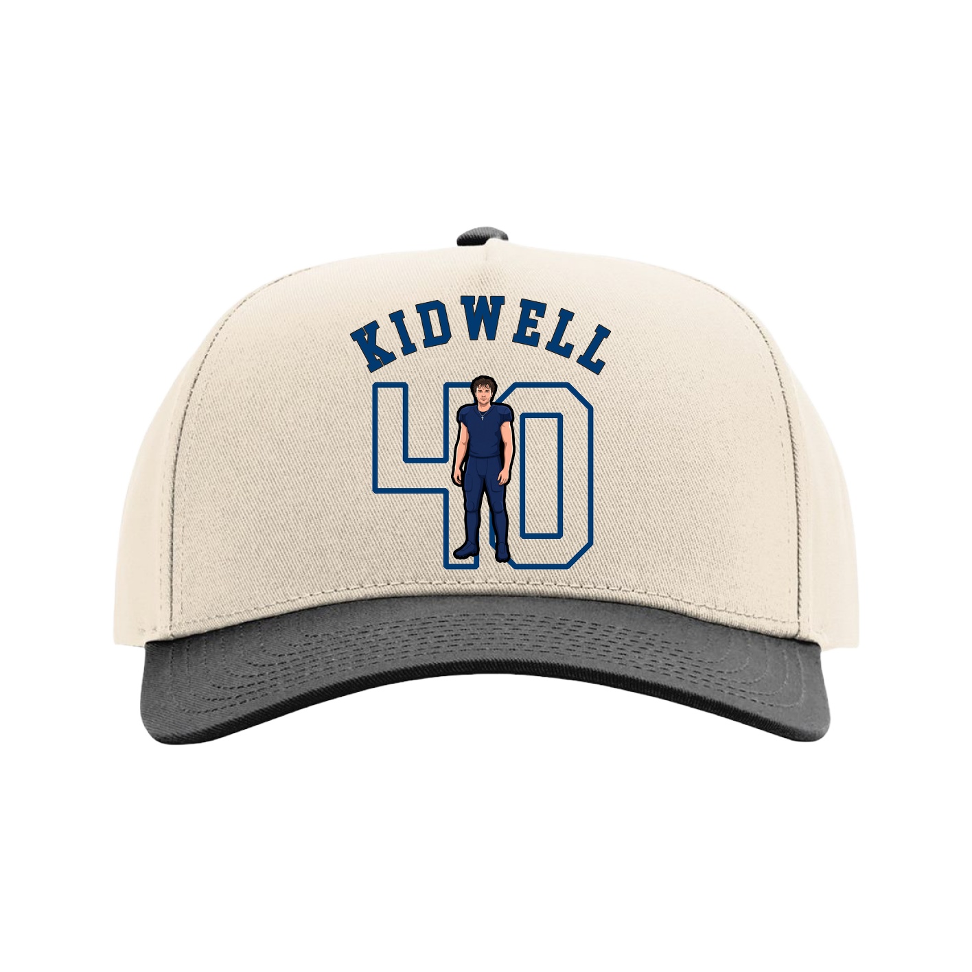 Full Fabric Five-Panel Champ Cap — Shirsey Arch in Cream/Black