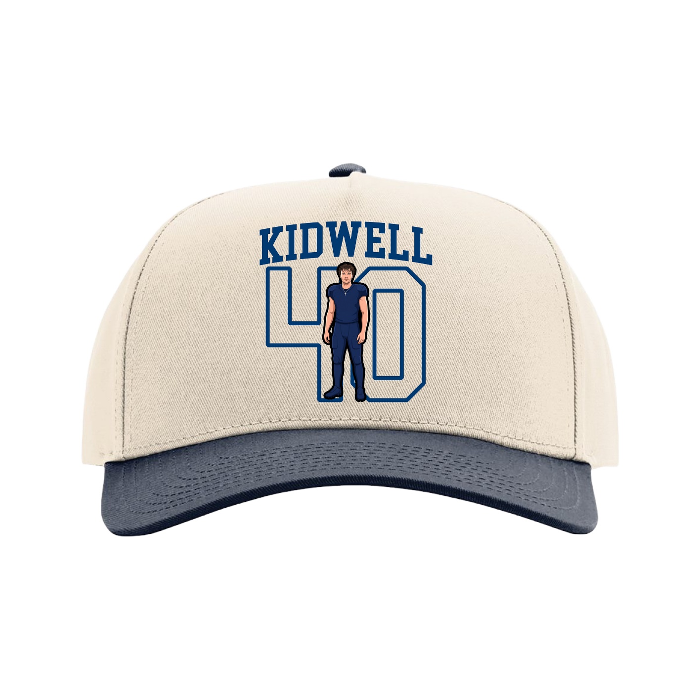 Full Fabric Five-Panel Champ Cap — Shirsey in Cream/Navy