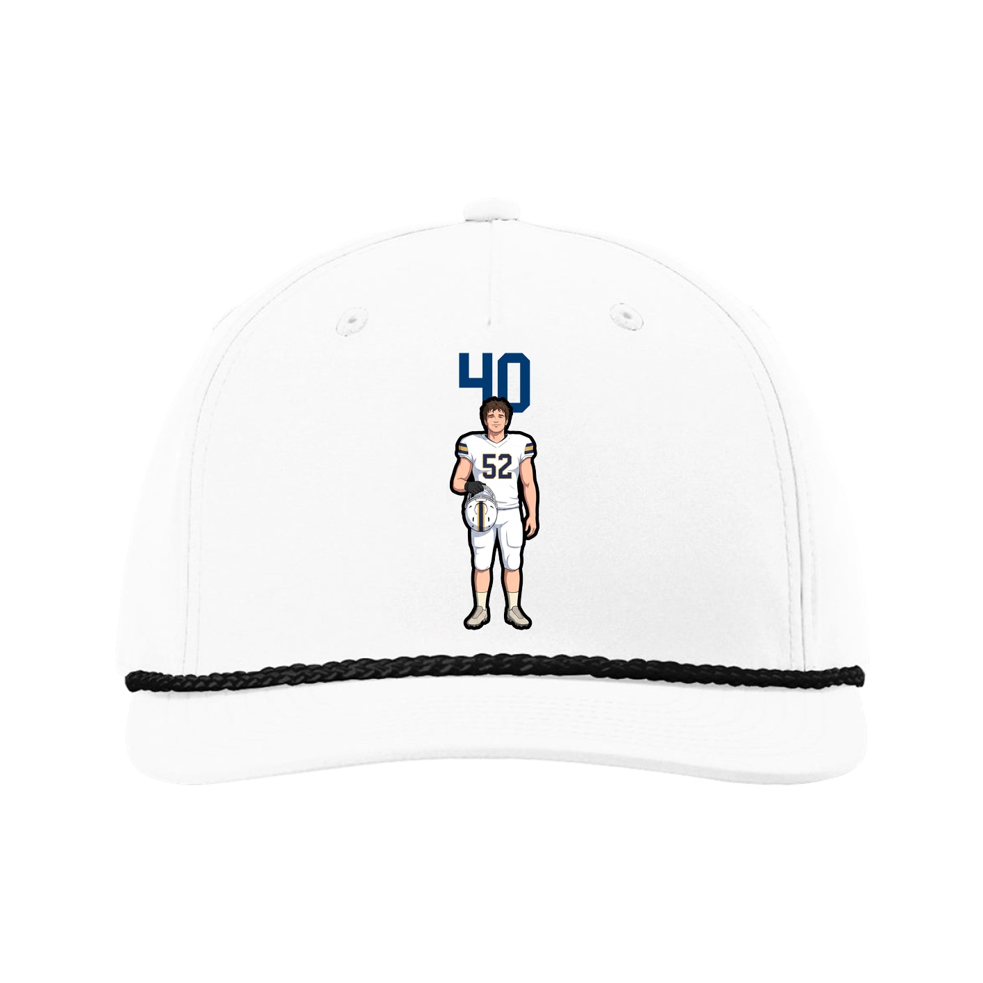 Five-Panel Classic Rope Cap — Number Top in White