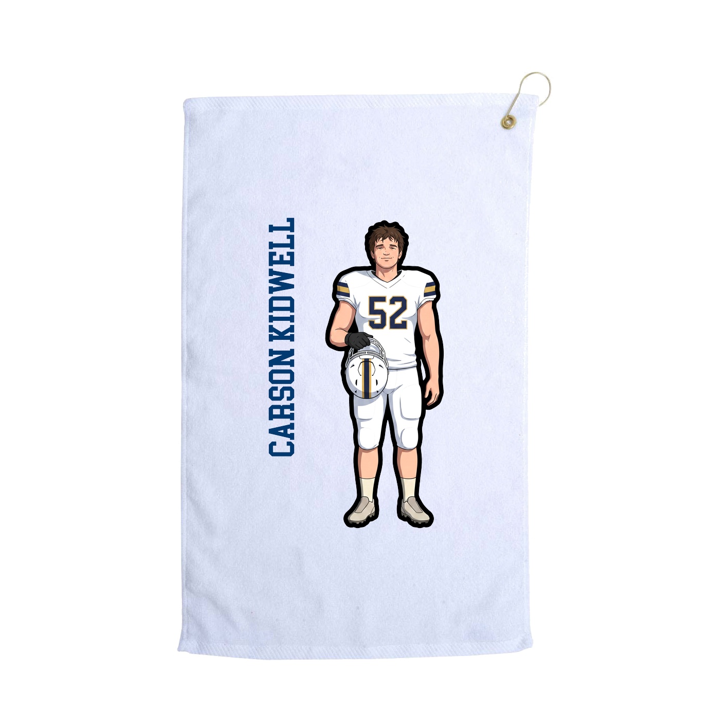 Golf Towel — Name Vertical in White