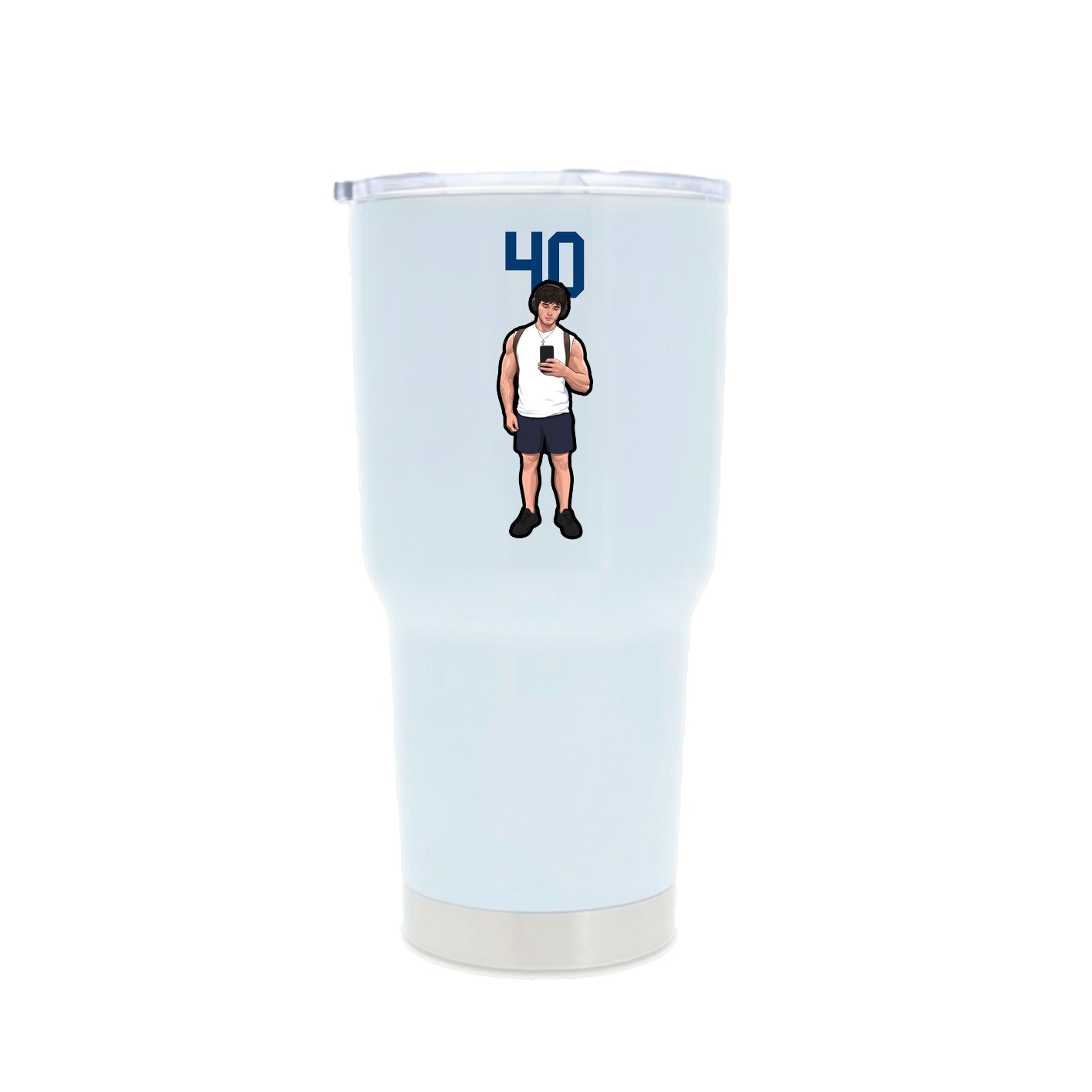 30oz Stainless Steel Tumbler — Number Top in White