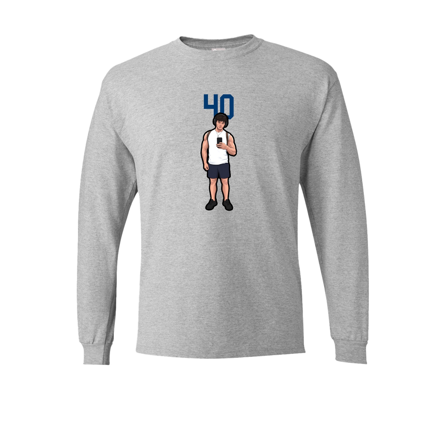 Long Sleeve Tee — Number Top in Grey