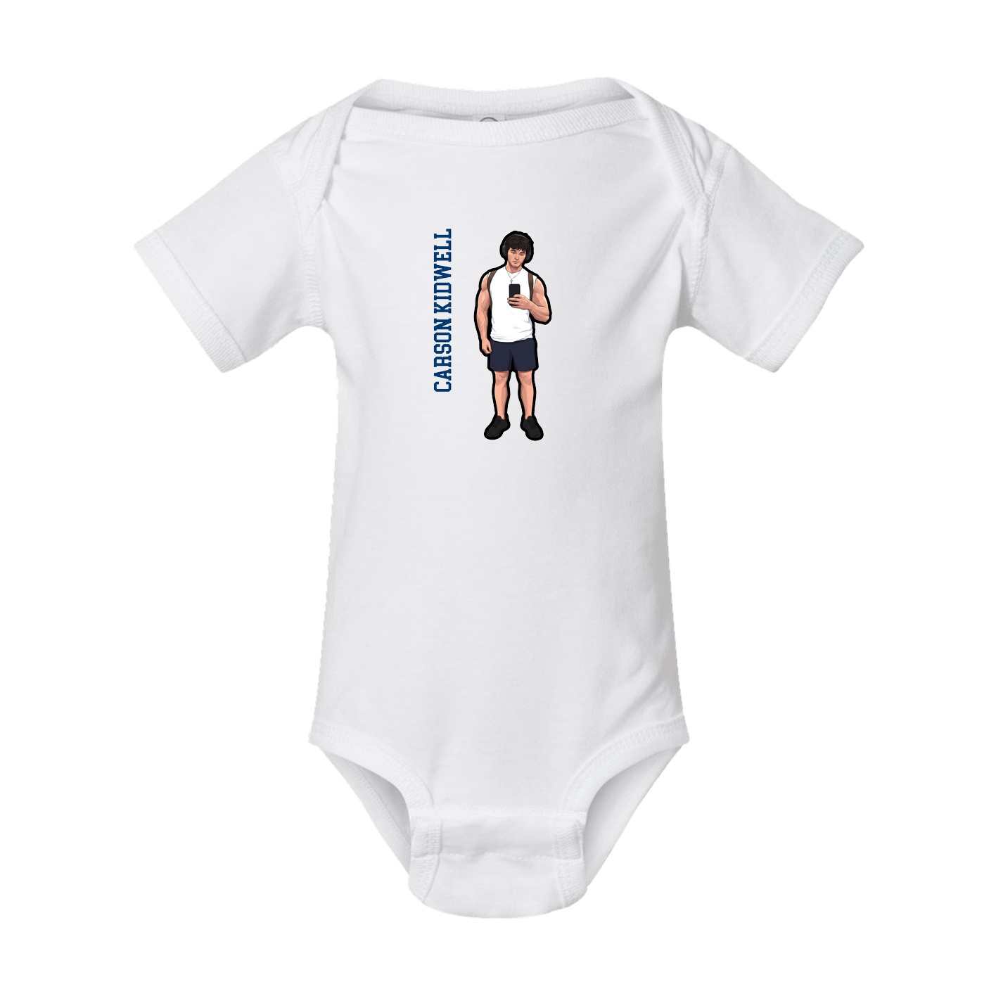 Baby Onesie — Name Vertical in White