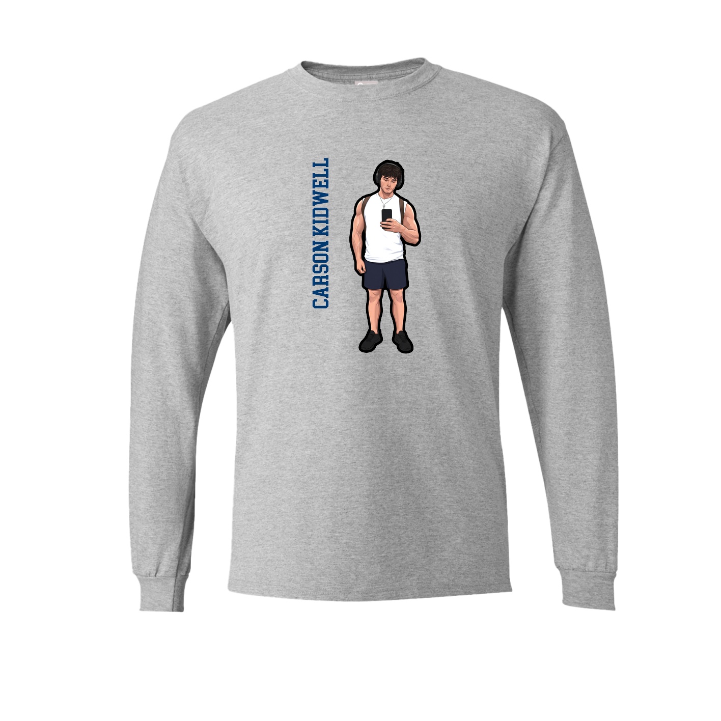 Long Sleeve Tee — Name Vertical in Grey