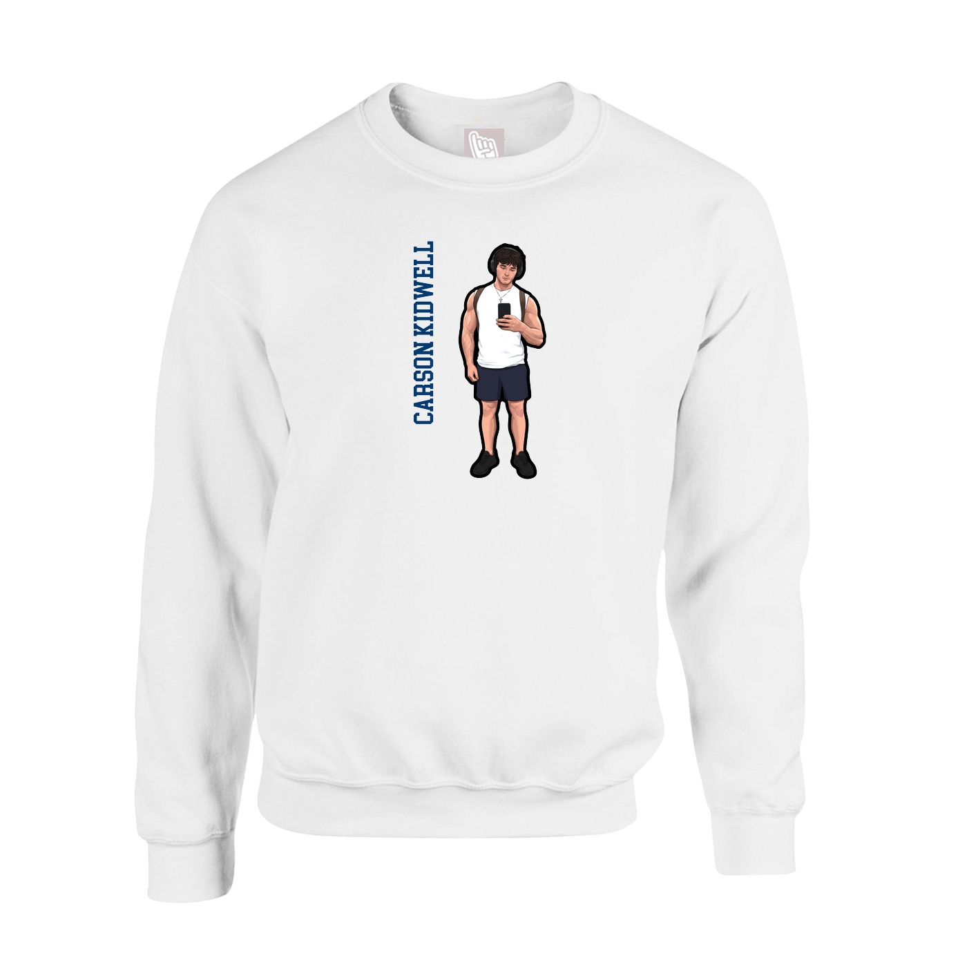 Fleece Crew — Name Vertical in White
