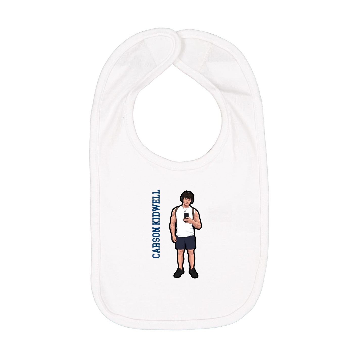 Infant Bib — Name Vertical in White