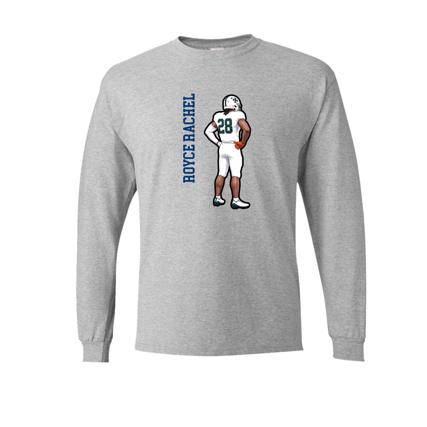 Long Sleeve Tee — Name Vertical in Grey