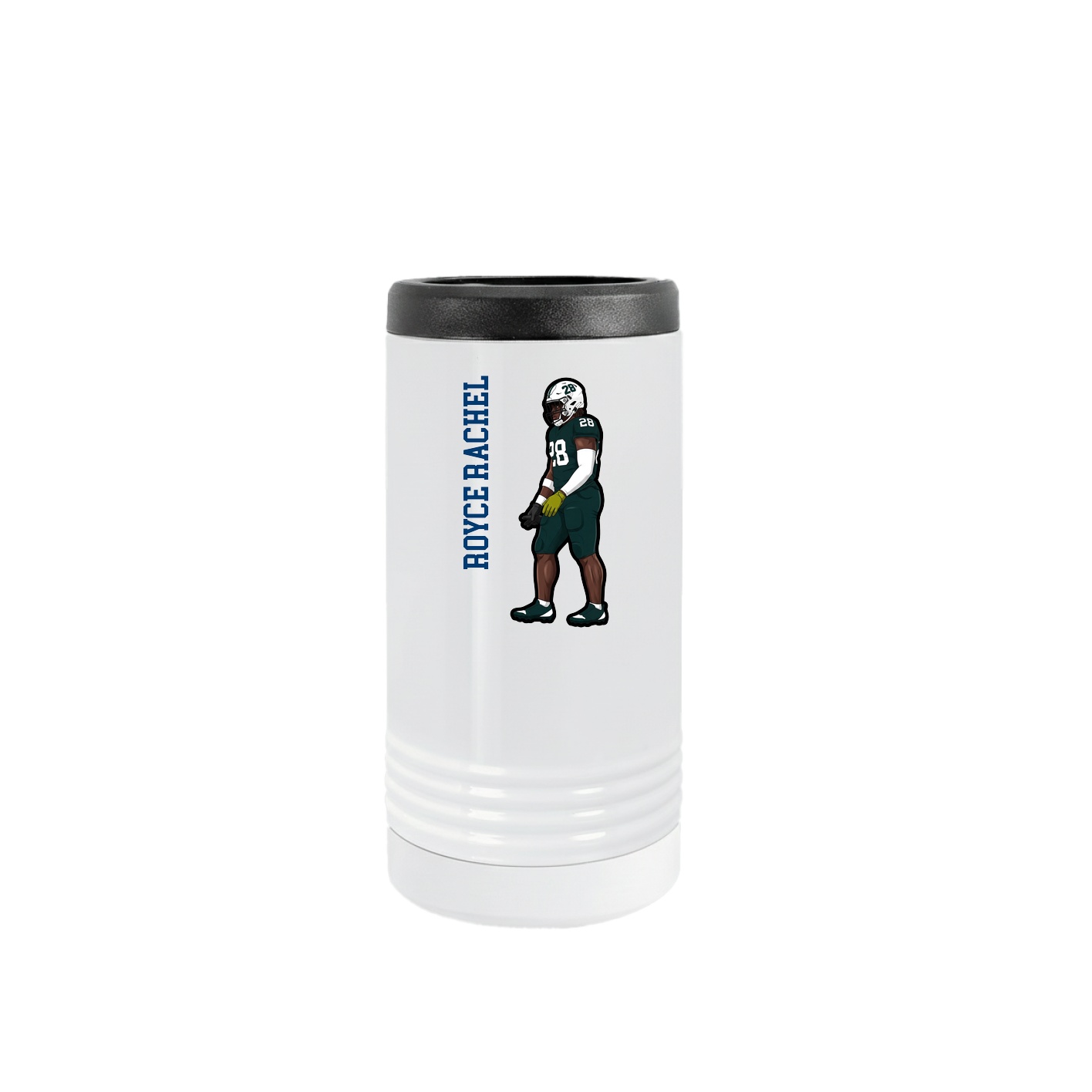 Slim Beverage Holder — Name Vertical in White