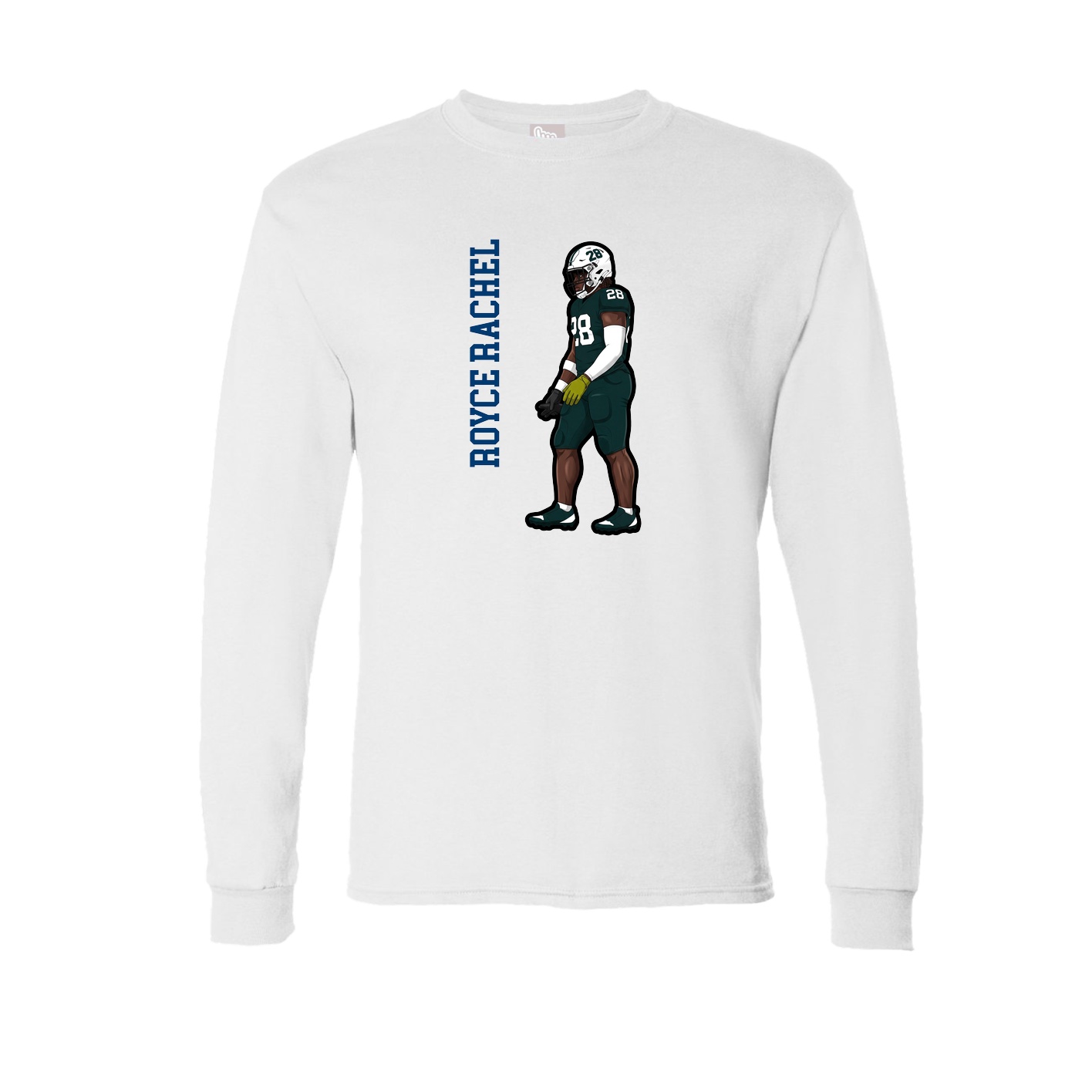 Long Sleeve Tee — Name Vertical in White
