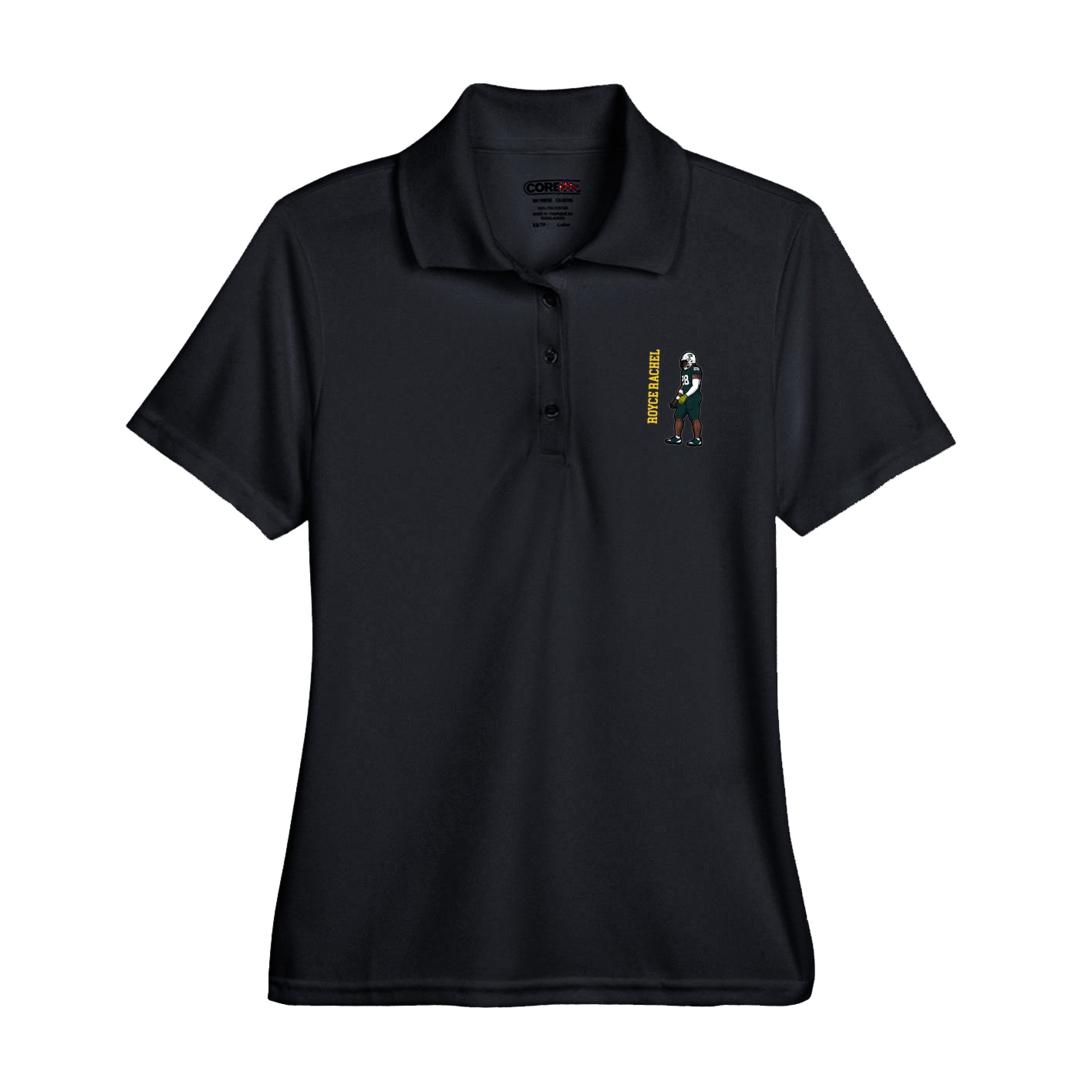 Womens Performance Polo — Name Vertical in Black