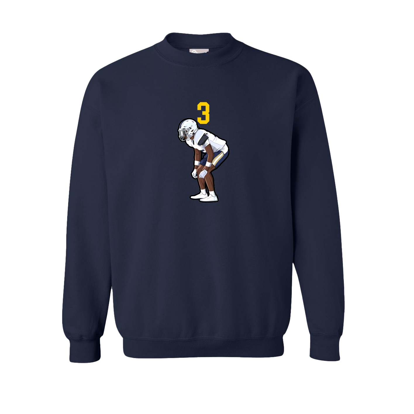 Fleece Crew — Number Top in Navy