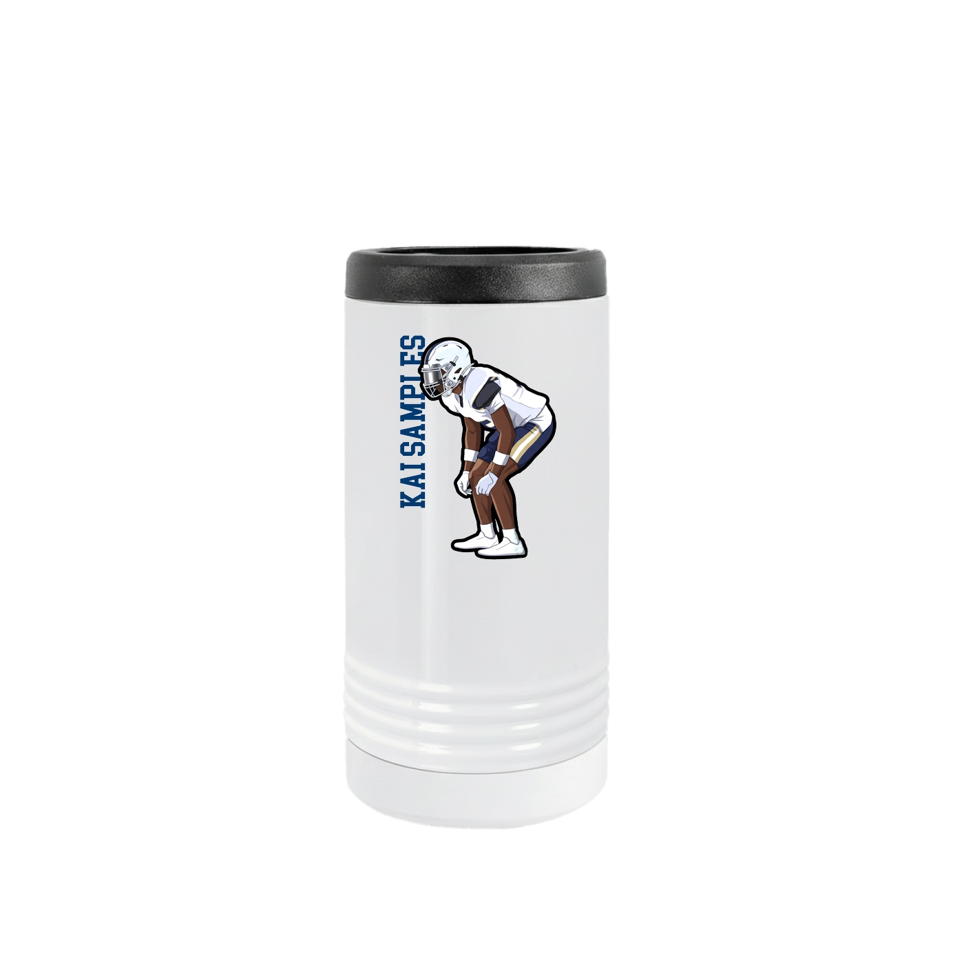 Slim Beverage Holder — Name Vertical in White