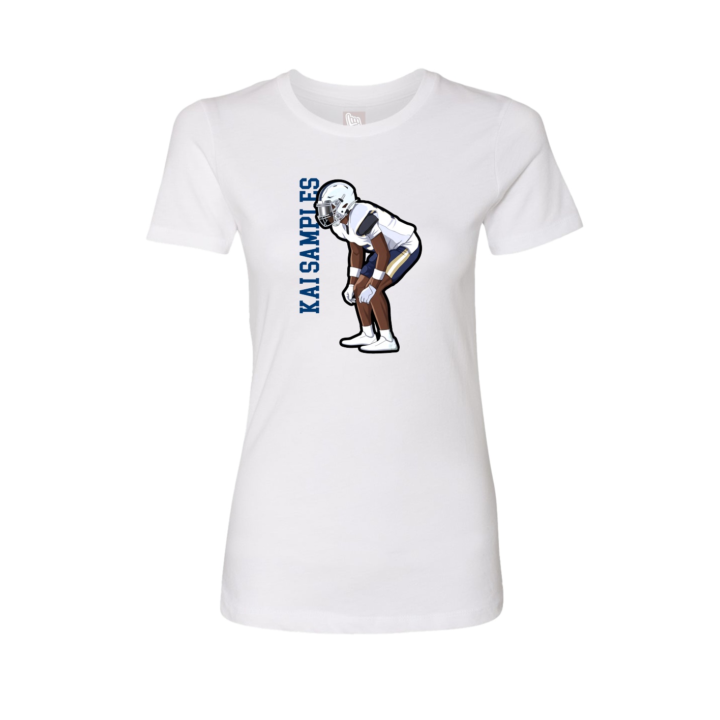 Fitted Women's Tee — Name Vertical in White