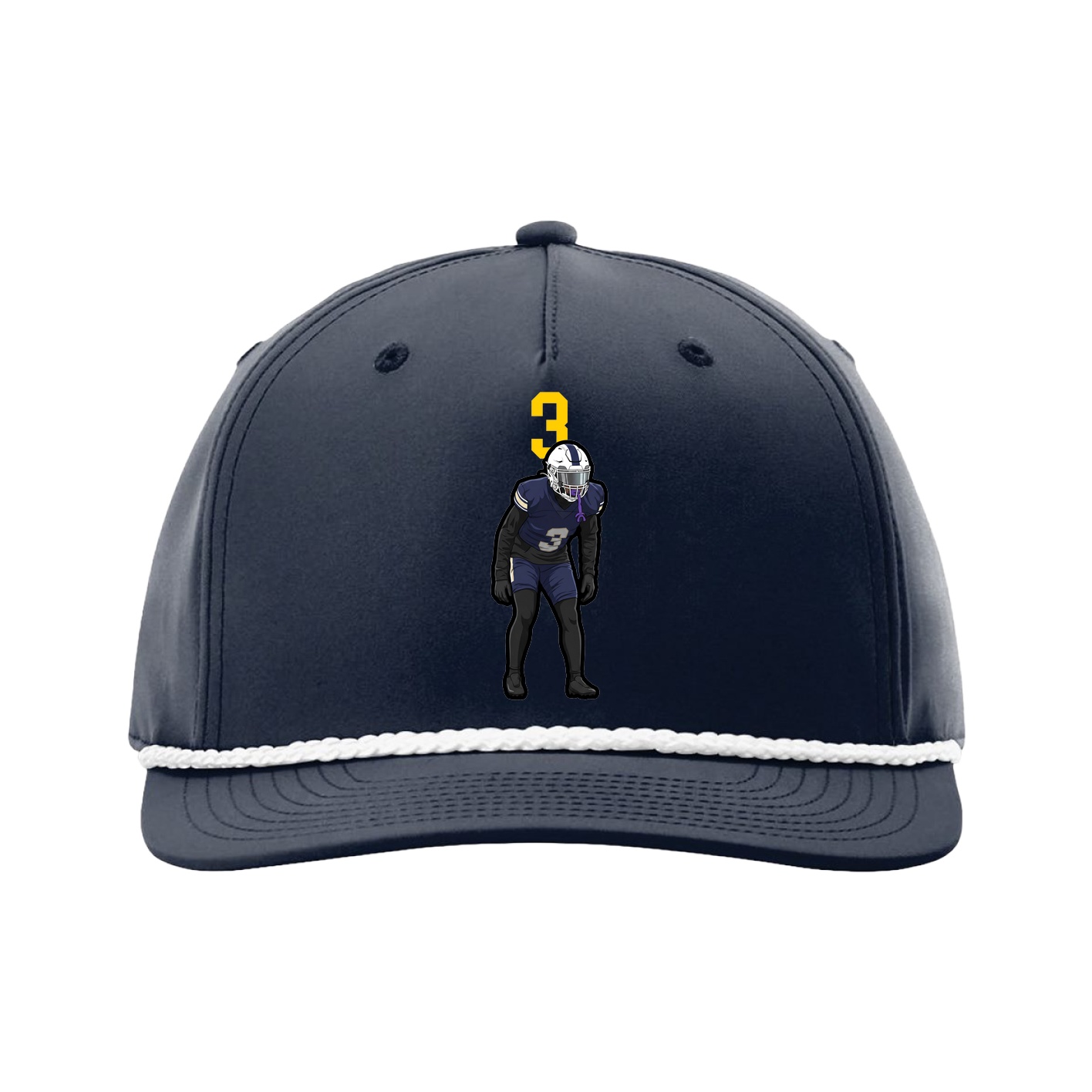 Five-Panel Classic Rope Cap — Number Top in Navy