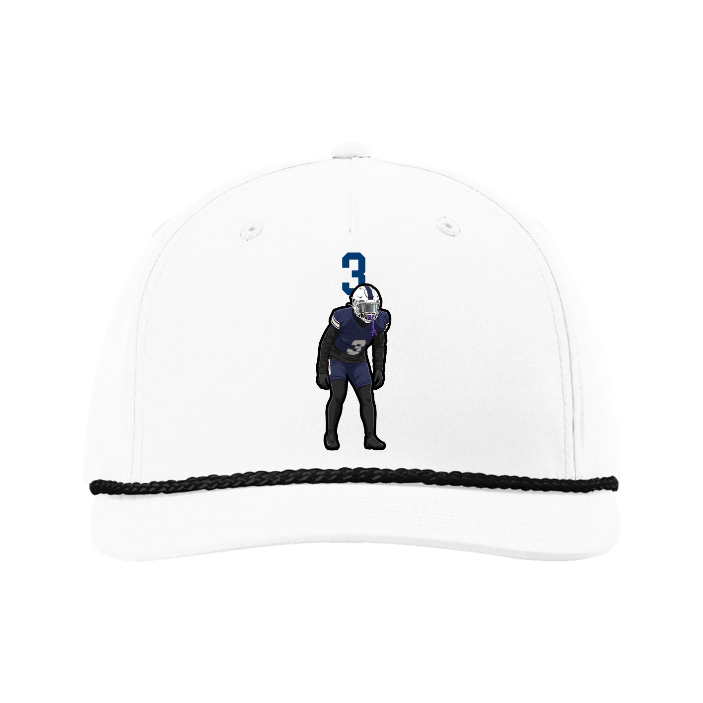 Five-Panel Classic Rope Cap — Number Top in White